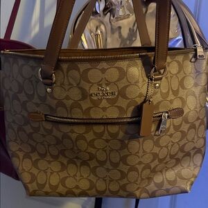 Coach Tan and Brown Signature Tote
